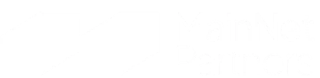 White MainNet Partners logo with two angled shapes on the left and the company name in text on the right.